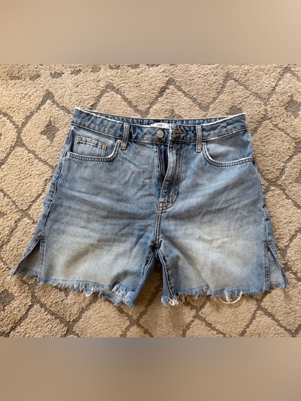 Forever 21 Light Blue Frayed Hem Denim Shorts